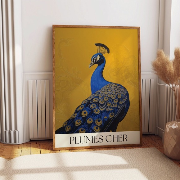 Peacock Wall Art Tropical Bird Art Print French Exhibition Poster - Picture 1 of 4